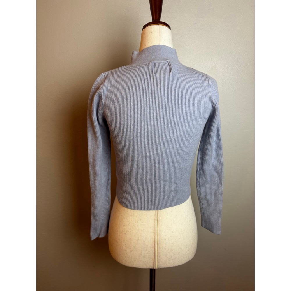 Urban Outfitters y2k clubPINK ROSE Light Blue Ribbed Mock Neck Zip-Up Sweater S - Picture 3 of 6